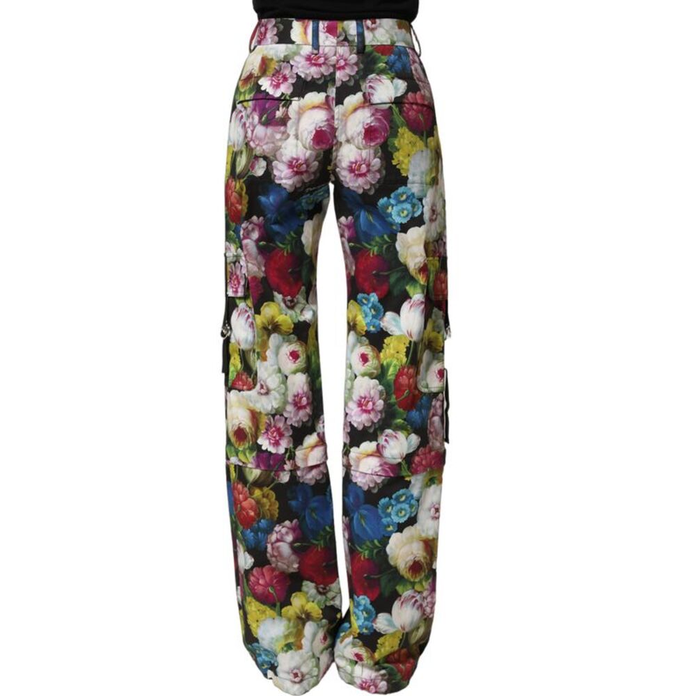 Dolce & Gabbana Multicolor Floral High Waist Wide Leg Women's Pants - Picture 3 of 5